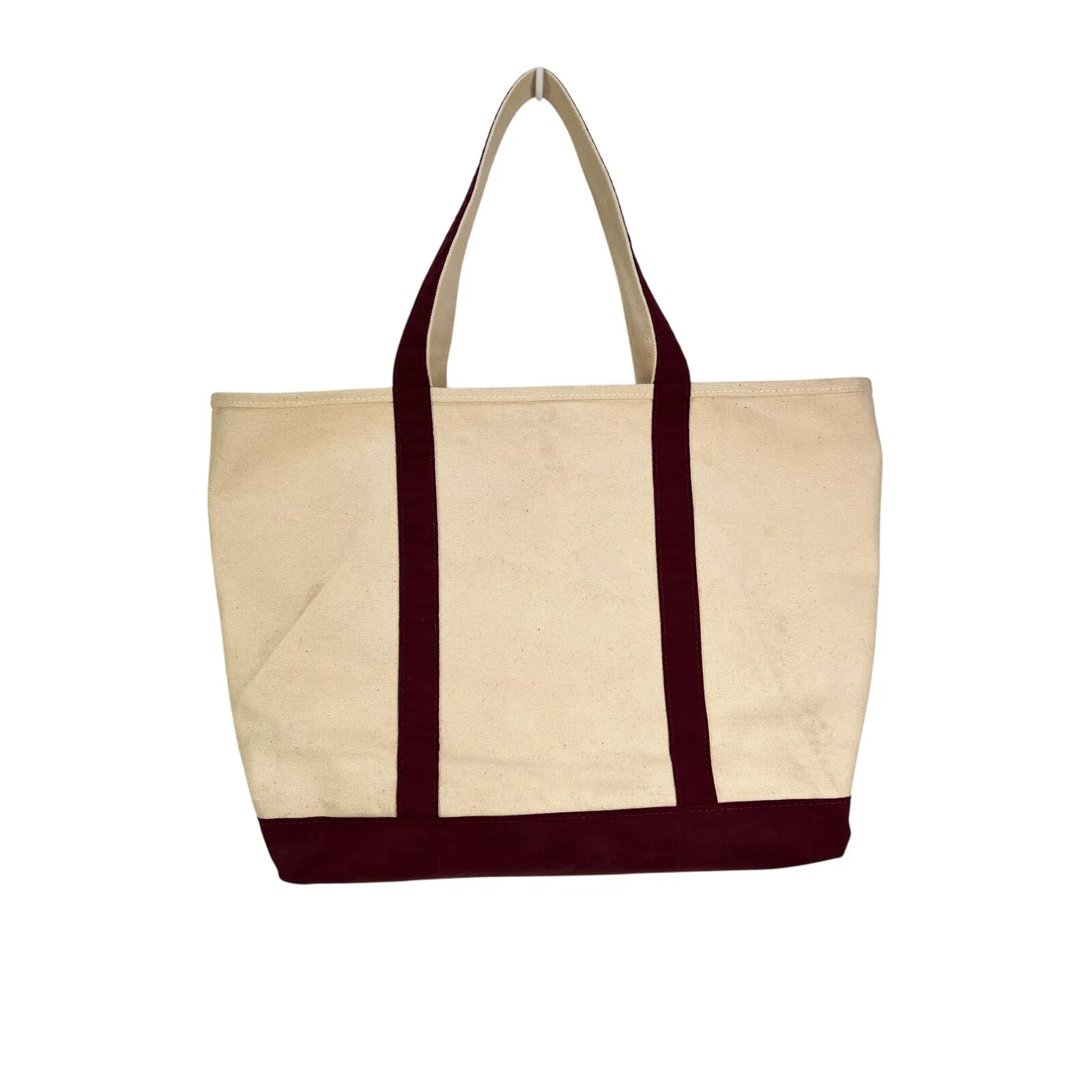 L.L. Bean Boat Tote Canvas Burgundy Trim - Image 8