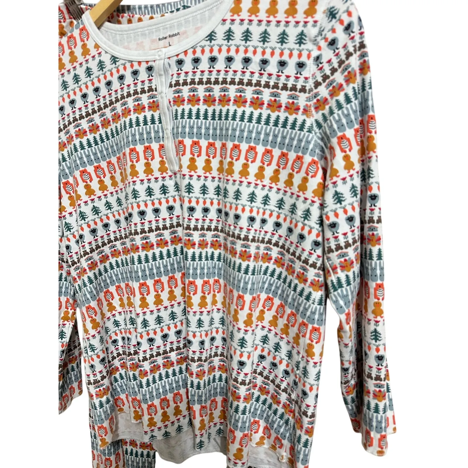 ROLLER RABBIT Bands Weave Pajamas‎ thanksgiving set size Large - Image 3