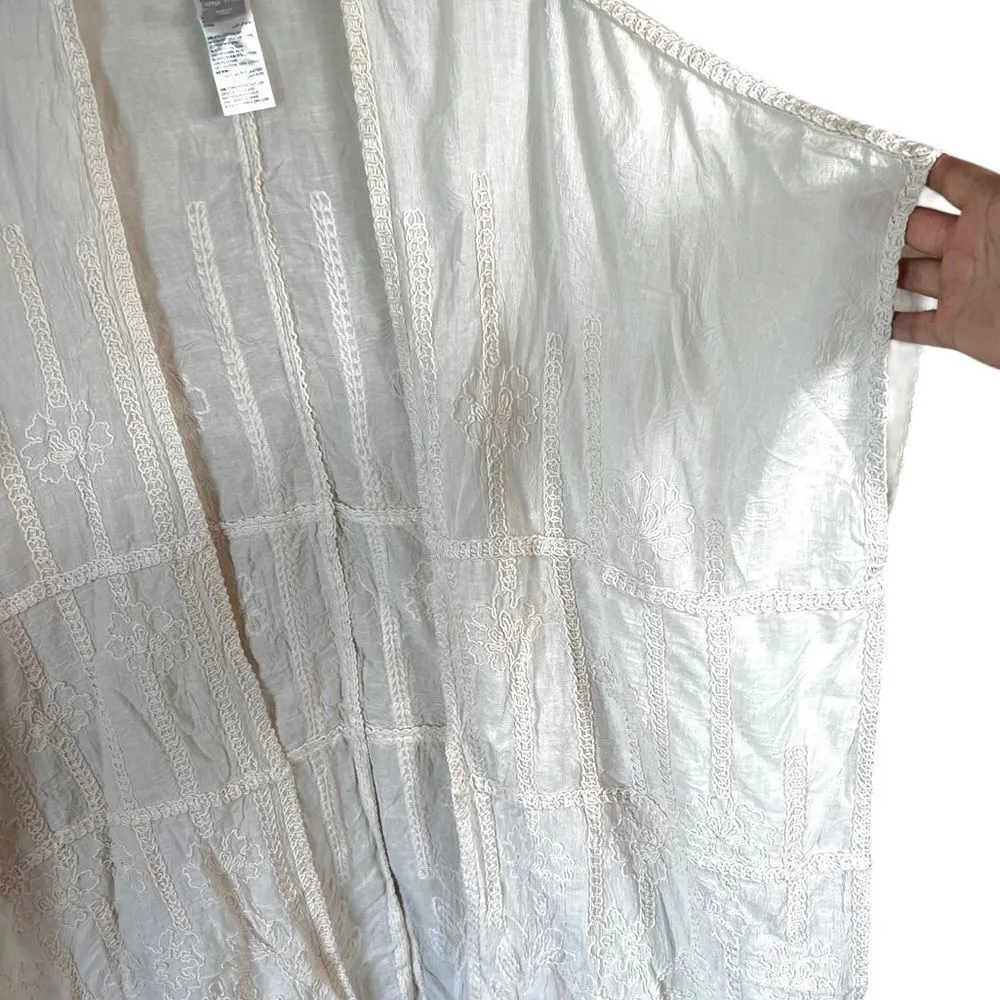 Chico’s Floral Embroidered Neutral Kaftan Ruana Wrap - Image 4