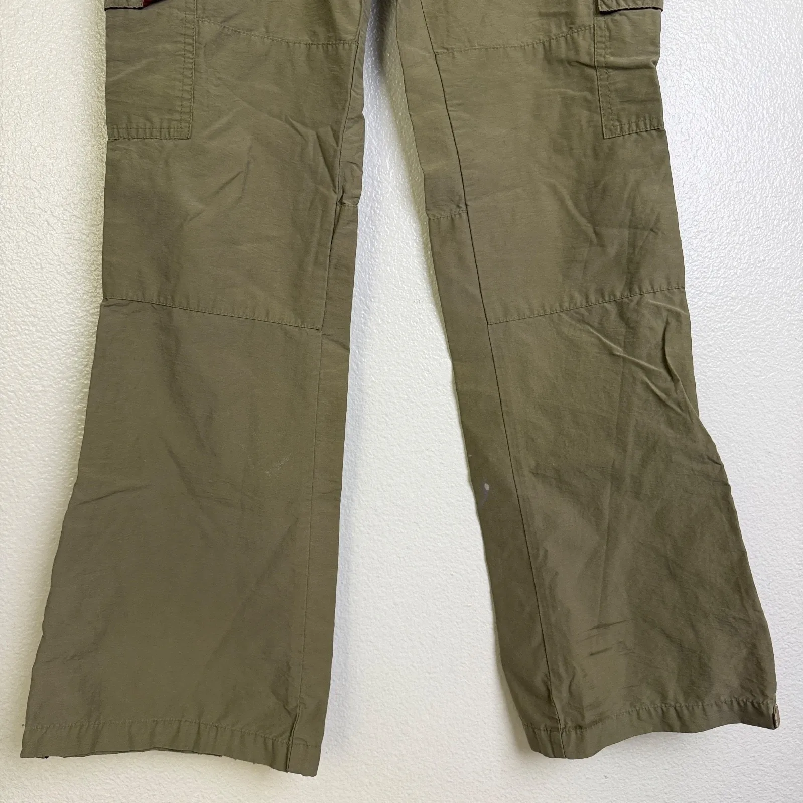 Vtg Abercrombie & Fitch Cargo Pants Womens 4 Khaki Red Parachute Bootcut Y2K - Image 3