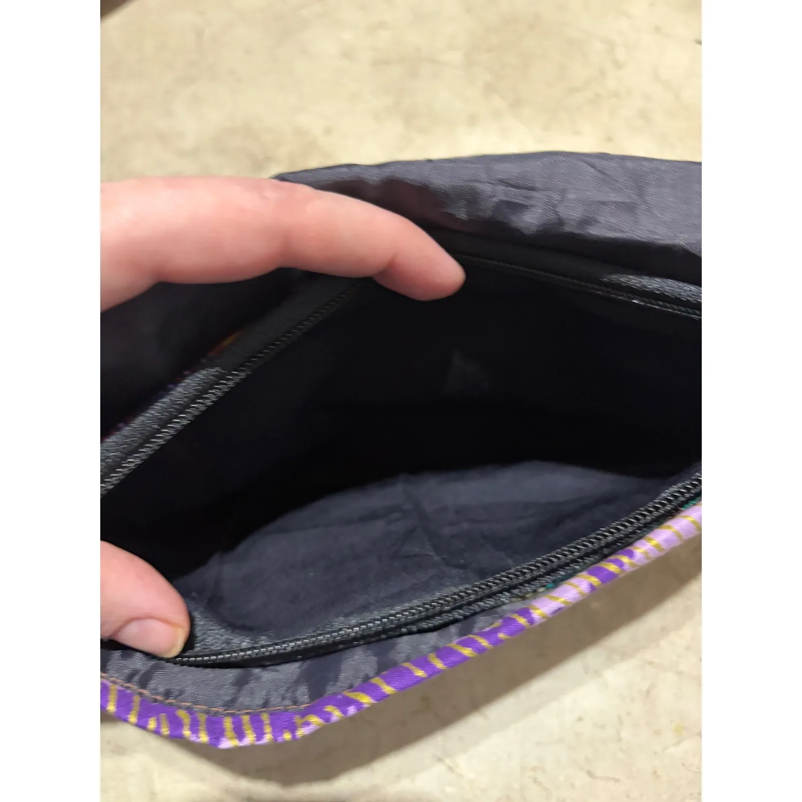 Boho Patchwork Wallet Clutch Multicolor Canvas Zip Around Blue - Image 7