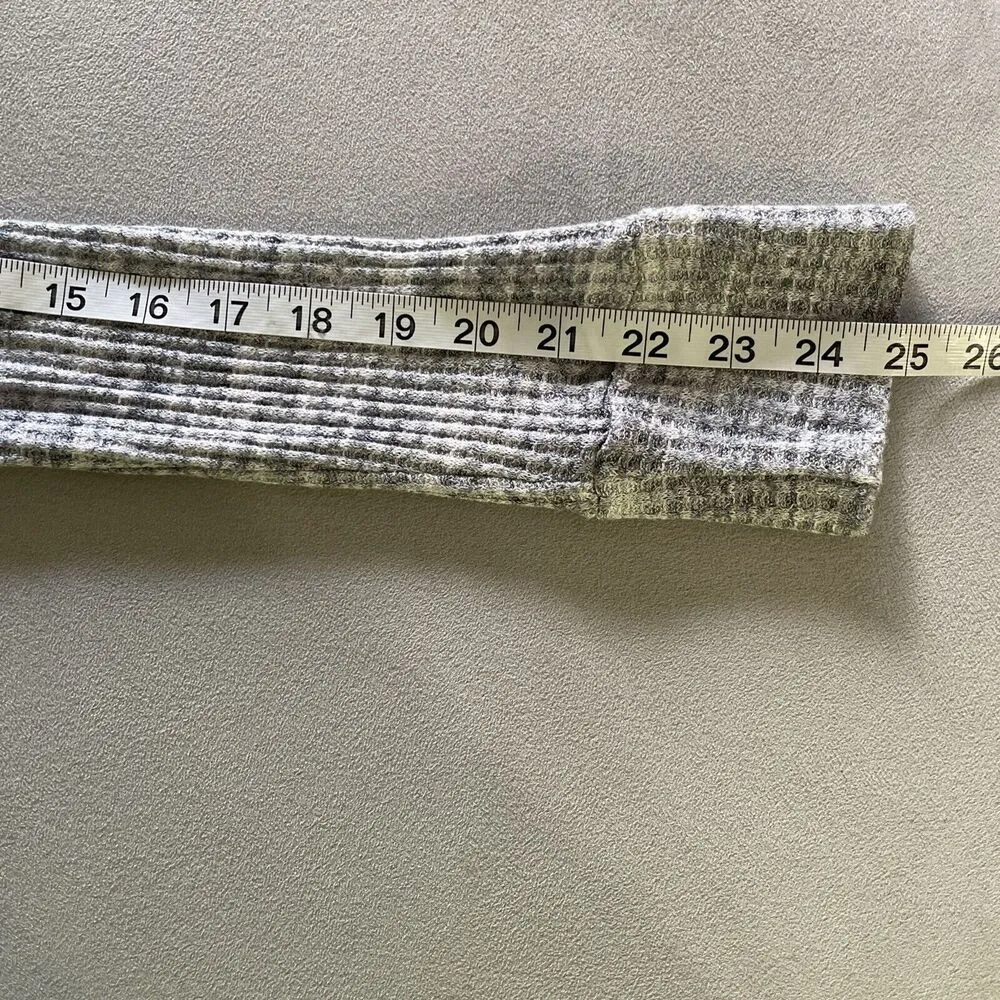 Lazy Sundays Womens S Waffle Knit Top Gray Twist Front Long Sleeve lagenlook - Image 8