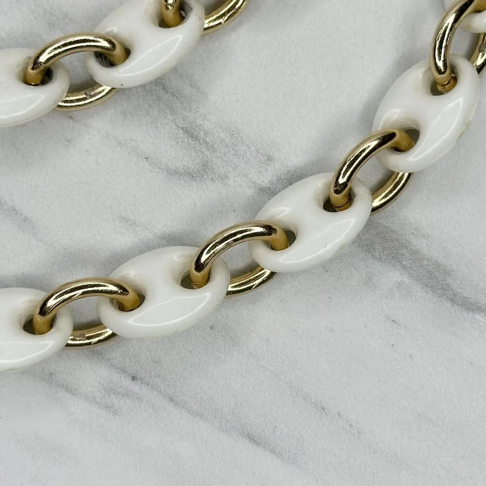 Vintage White Plastic Gold Tone Chain Link Belt Extra Small/Small (XS/S) ✨ - Image 4