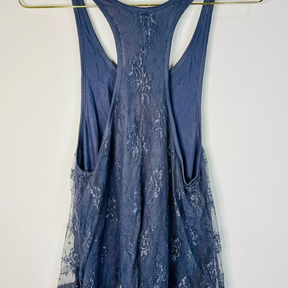 Active Basic Women's Gray Lace Racerback Tank Top Small Flowy Boho Chic - Image 8