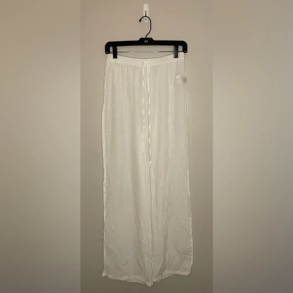 SHEIN Linen See-Through Pants, White, Size M, NWOT - Image 2