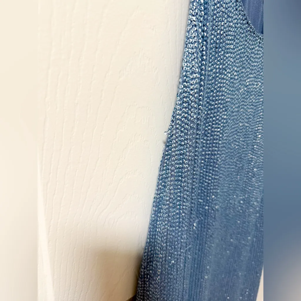 Revolve sequin embellished light baby blue mini dress swing shift party club night - Image 7