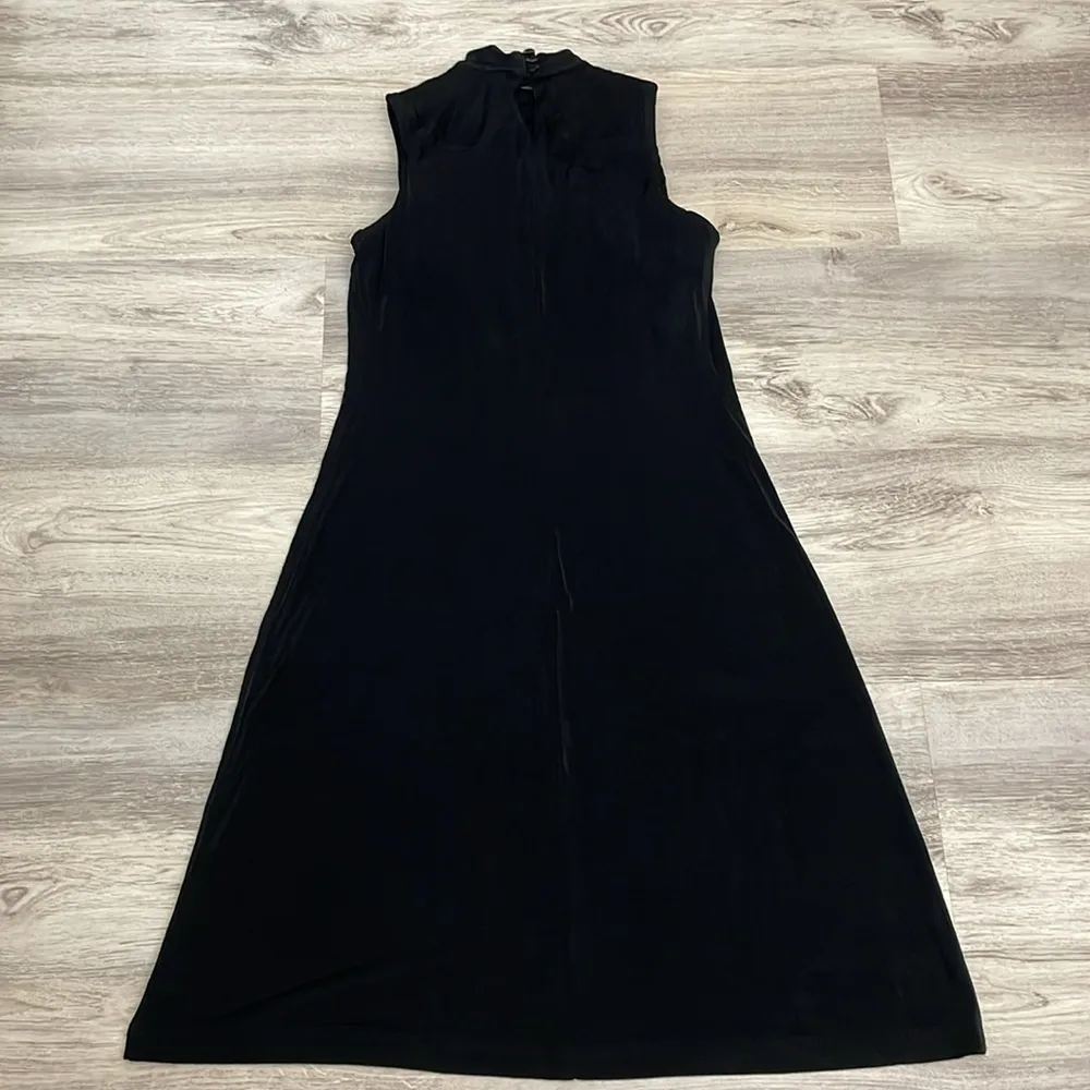 Black Sleeveless Keyhole Front & Back Midi A-Line Dress Size 10 - Image 6