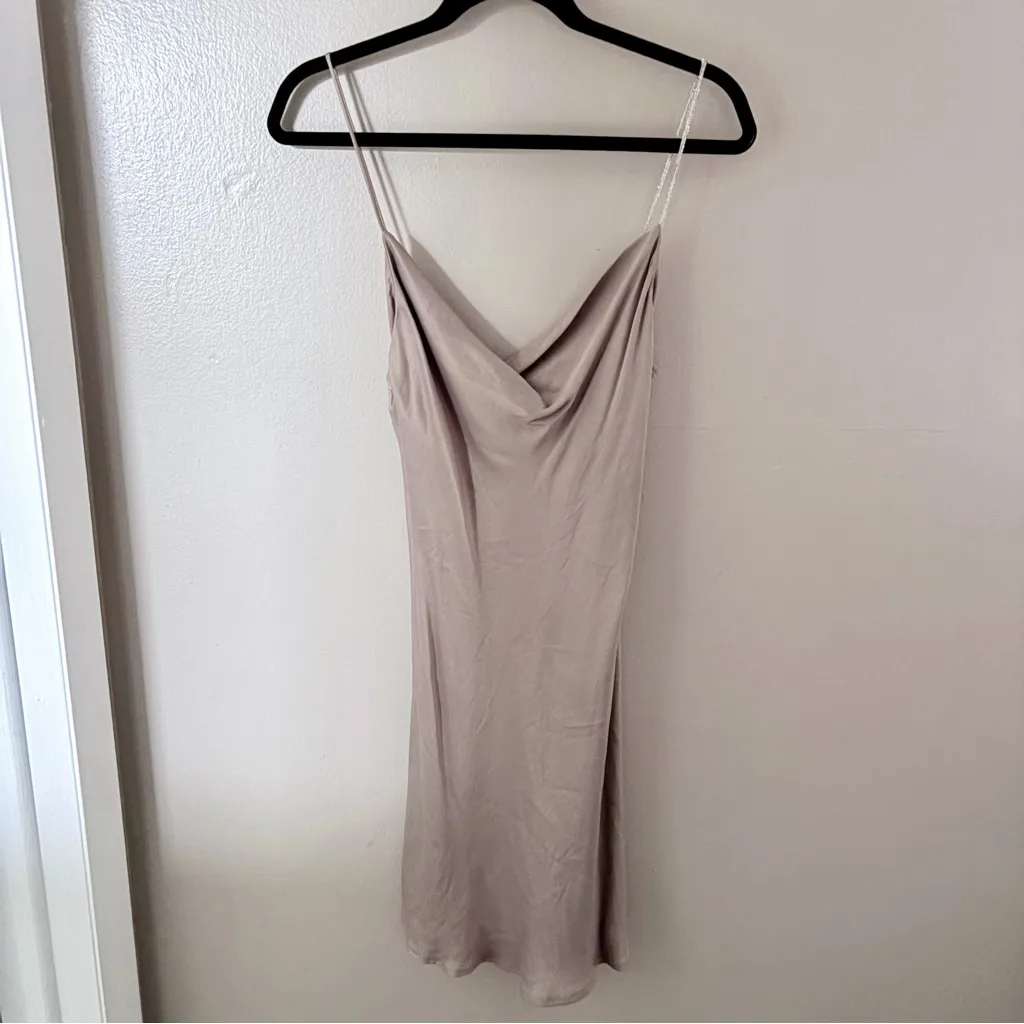 NWOT Zara Satin Rhinestone Strap Dress - Image 5
