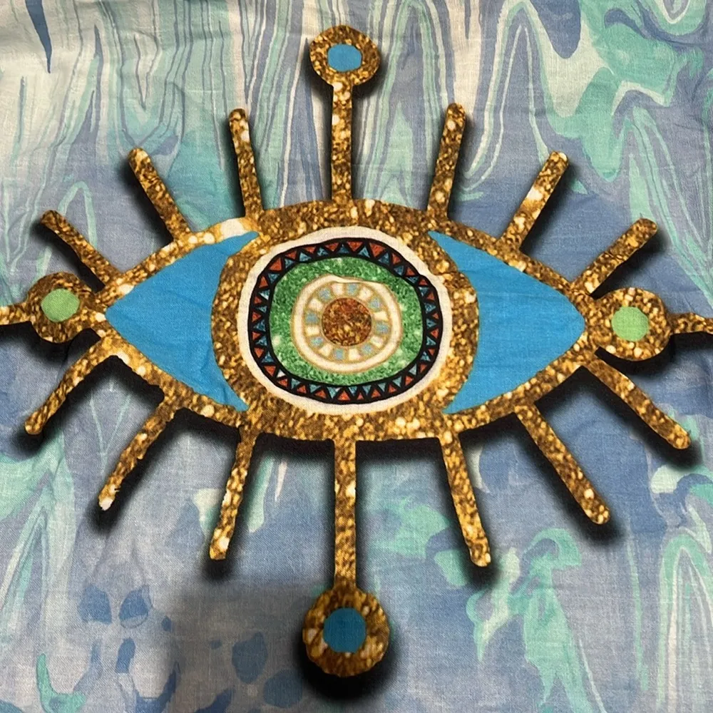 BMH Fashion Tula graphic linen shirt made in Italy oversized Blue Size XL - Image 9