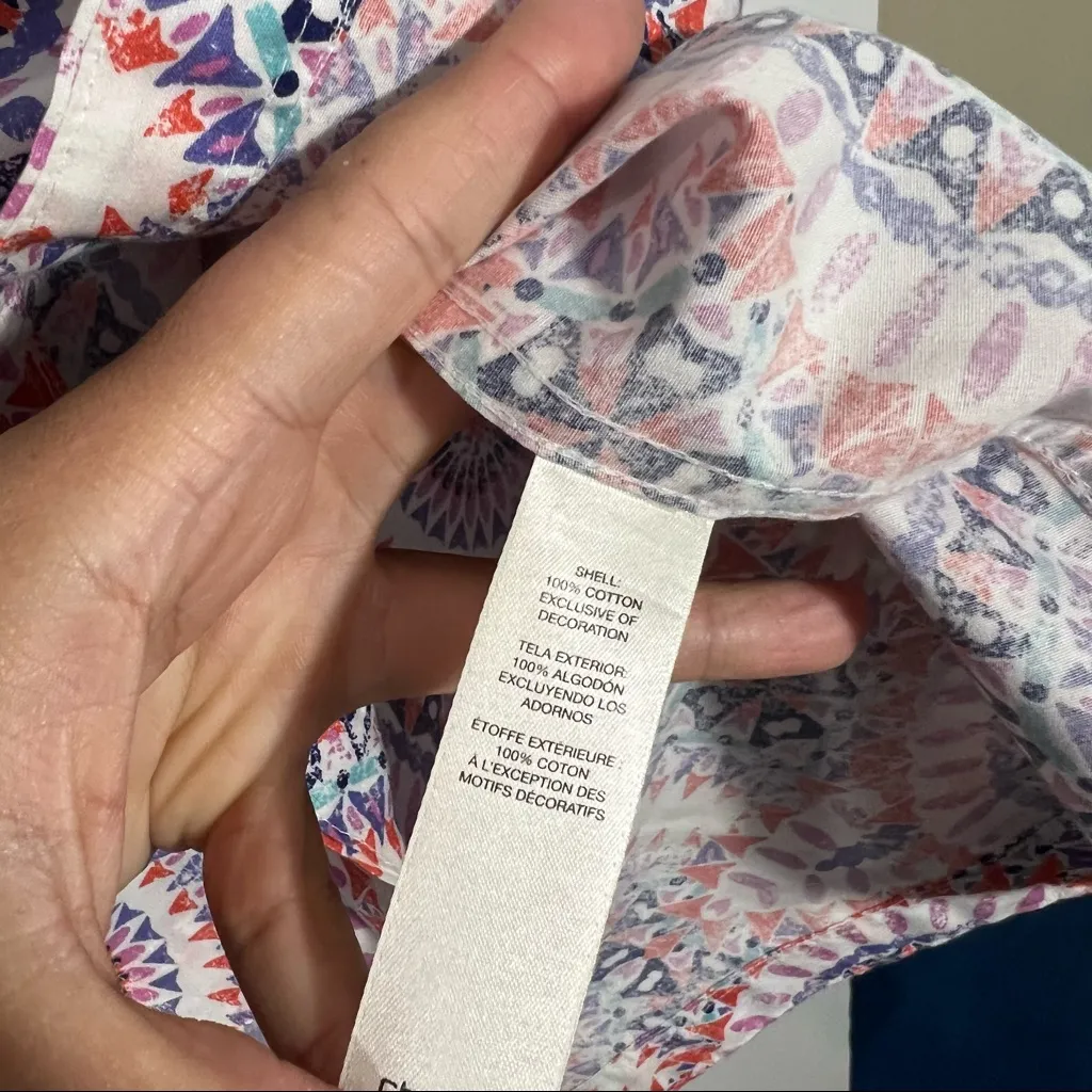 New‎ Chico's No Iron Multicolor Fun Print Button Down Shirt Size XL Chico's 3 - Image 5