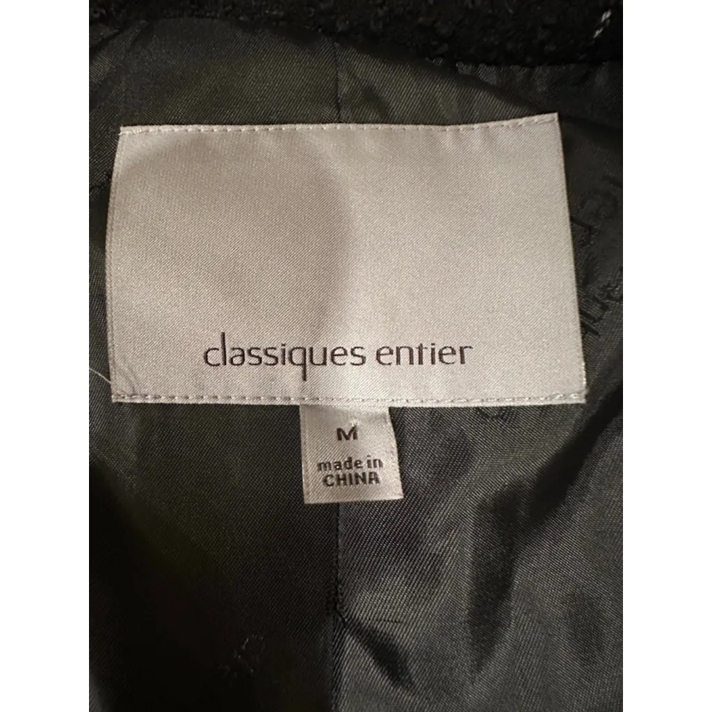 Women's Classiques Entier Black & White Plaid Blazer M - Image 5