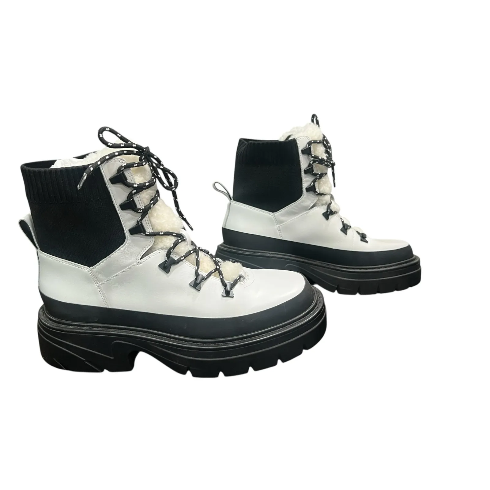 New! Marc Fisher Izuma Lugsole Boots in White/Black - Size 7.5 (MSRP $259) - Image 8