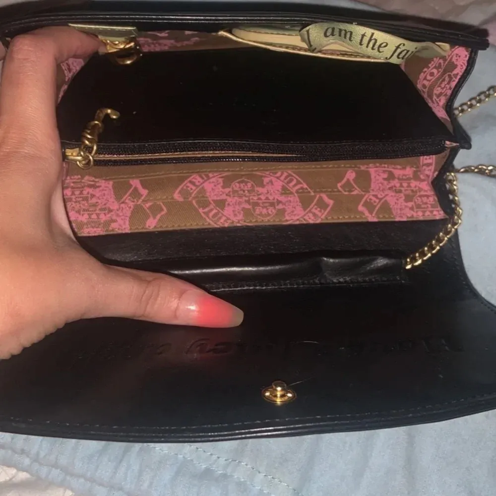 Rare Y2K black leather studded wallet crossbody purse juicy couture spring boho - Image 3