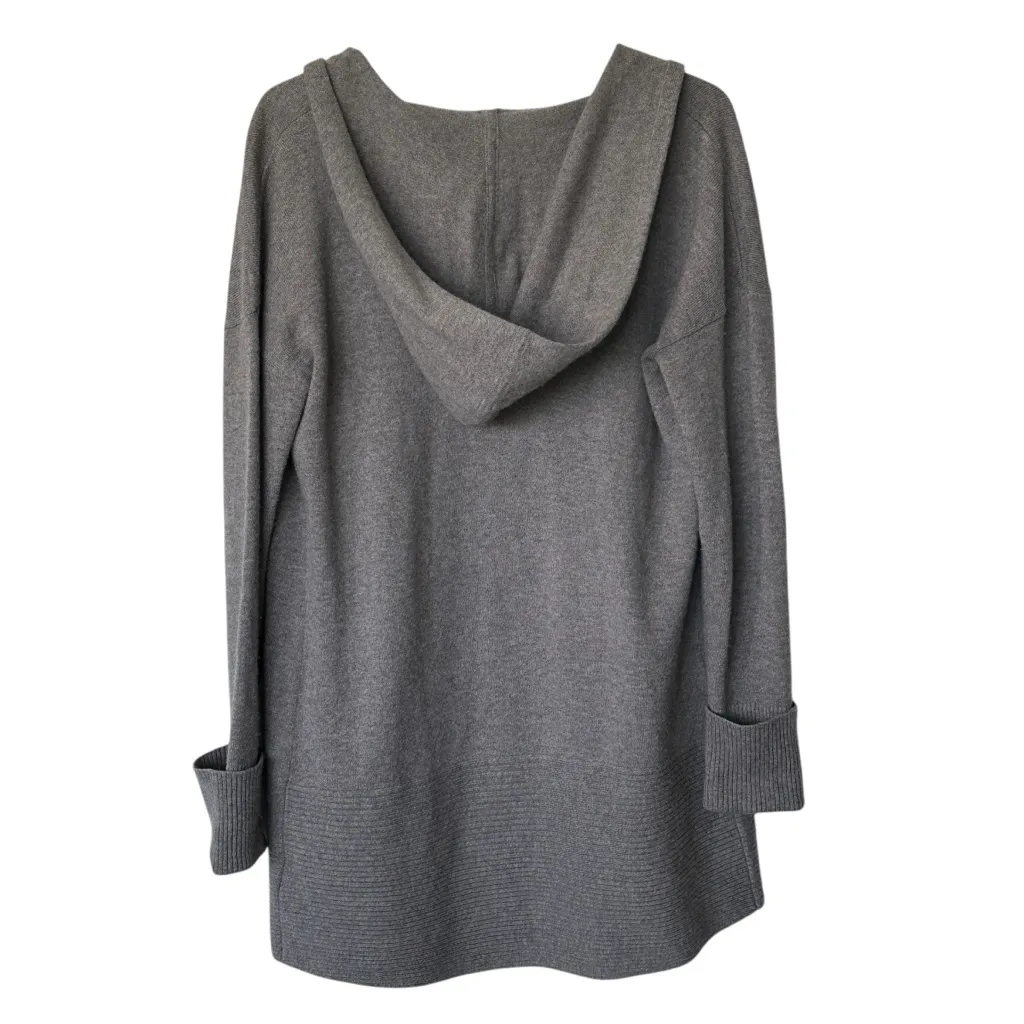 ST. Tropez West 2ply cashmere Gray Hooded cardigan Sweater M - Image 2