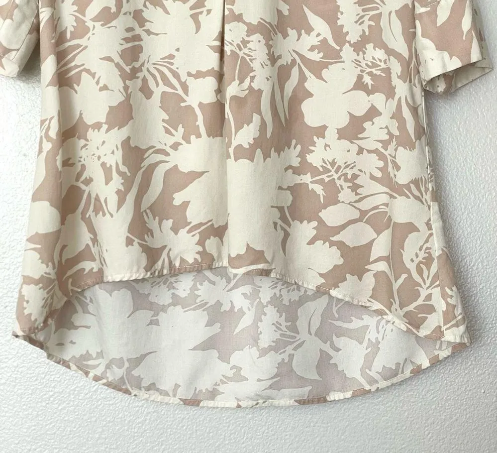 Soft Surroundings Roselyn Tencel Tunic Floral Print Tan/White Top Size Medium - Image 4