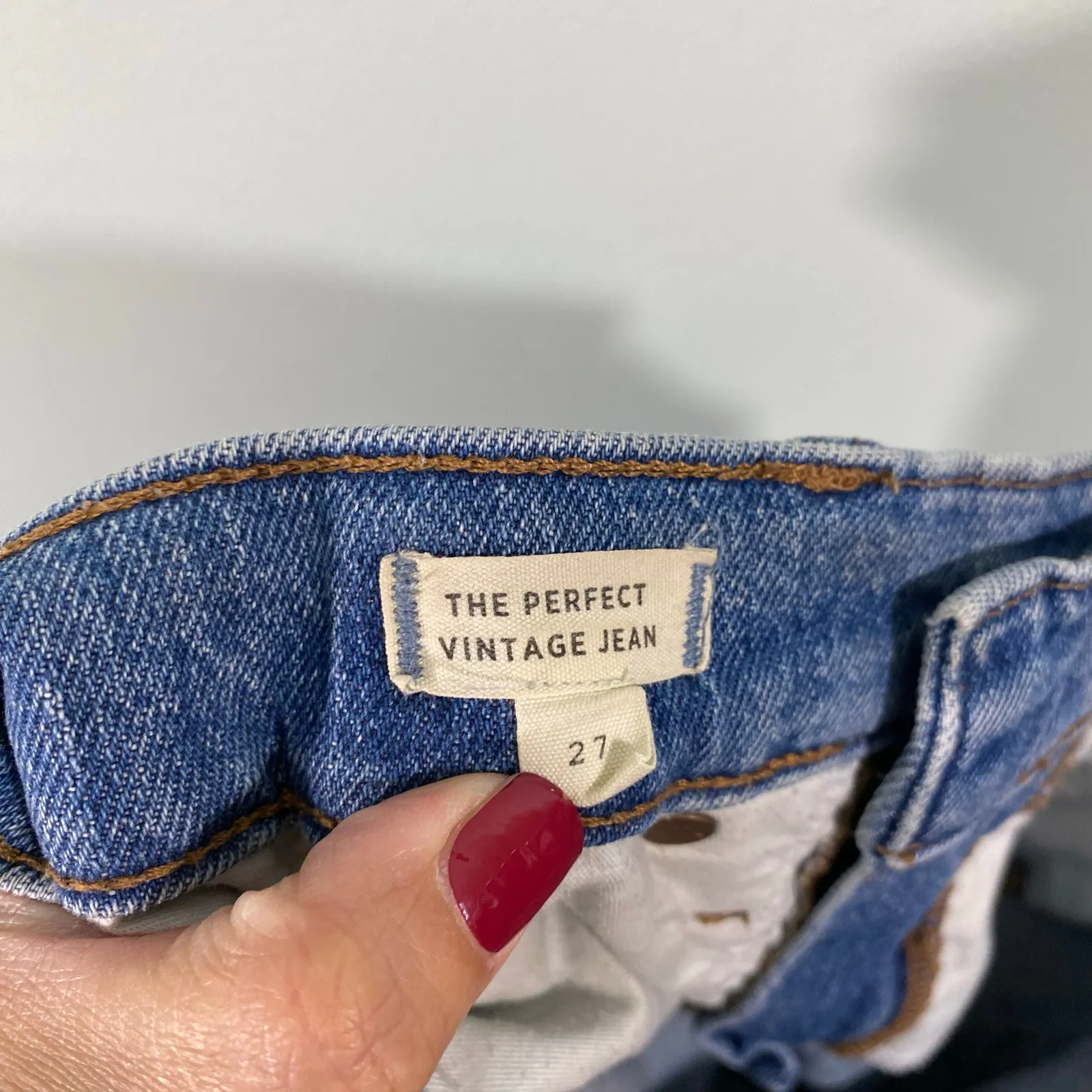 Madewell Women Blue Frayed Raw Hem The Perfect Vintage Jean Size 27 #AF691 - Image 5