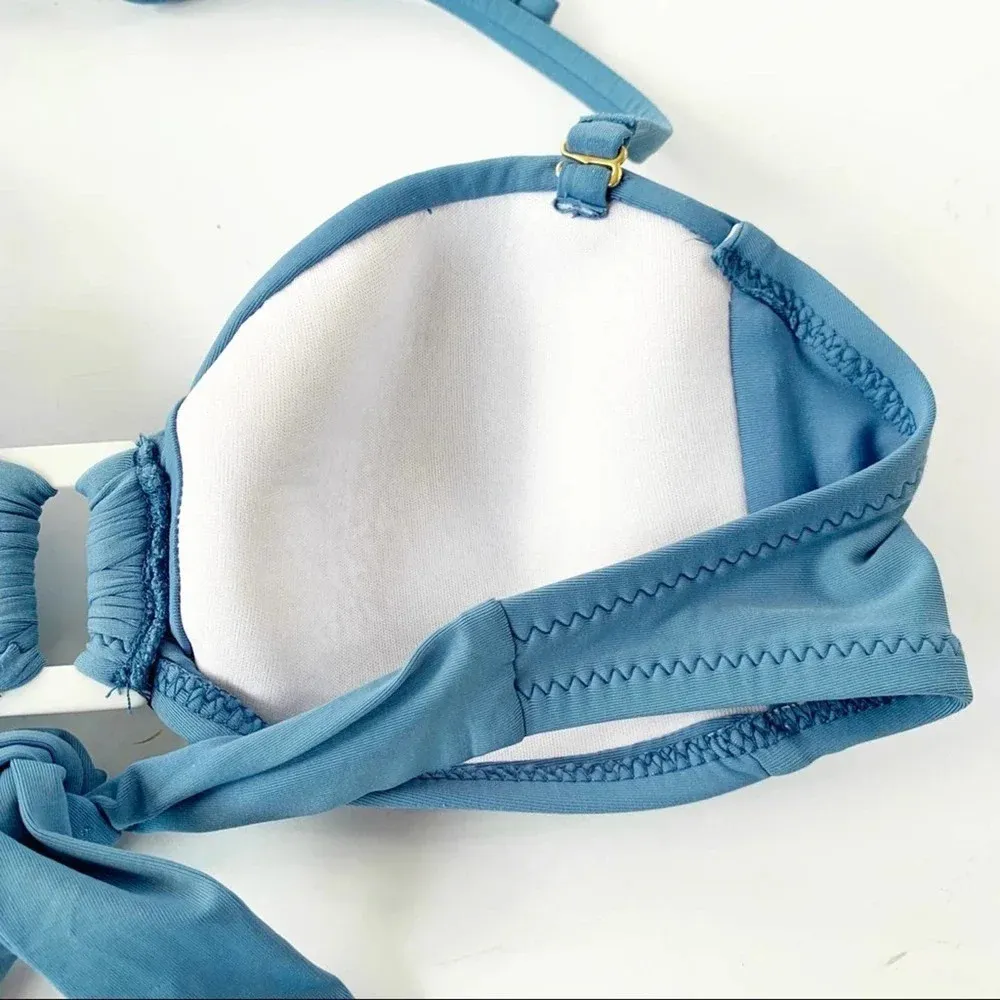 New HELEN JON Shell Bandeau Bikini Swim Top Slate Blue Size XS - Image 5