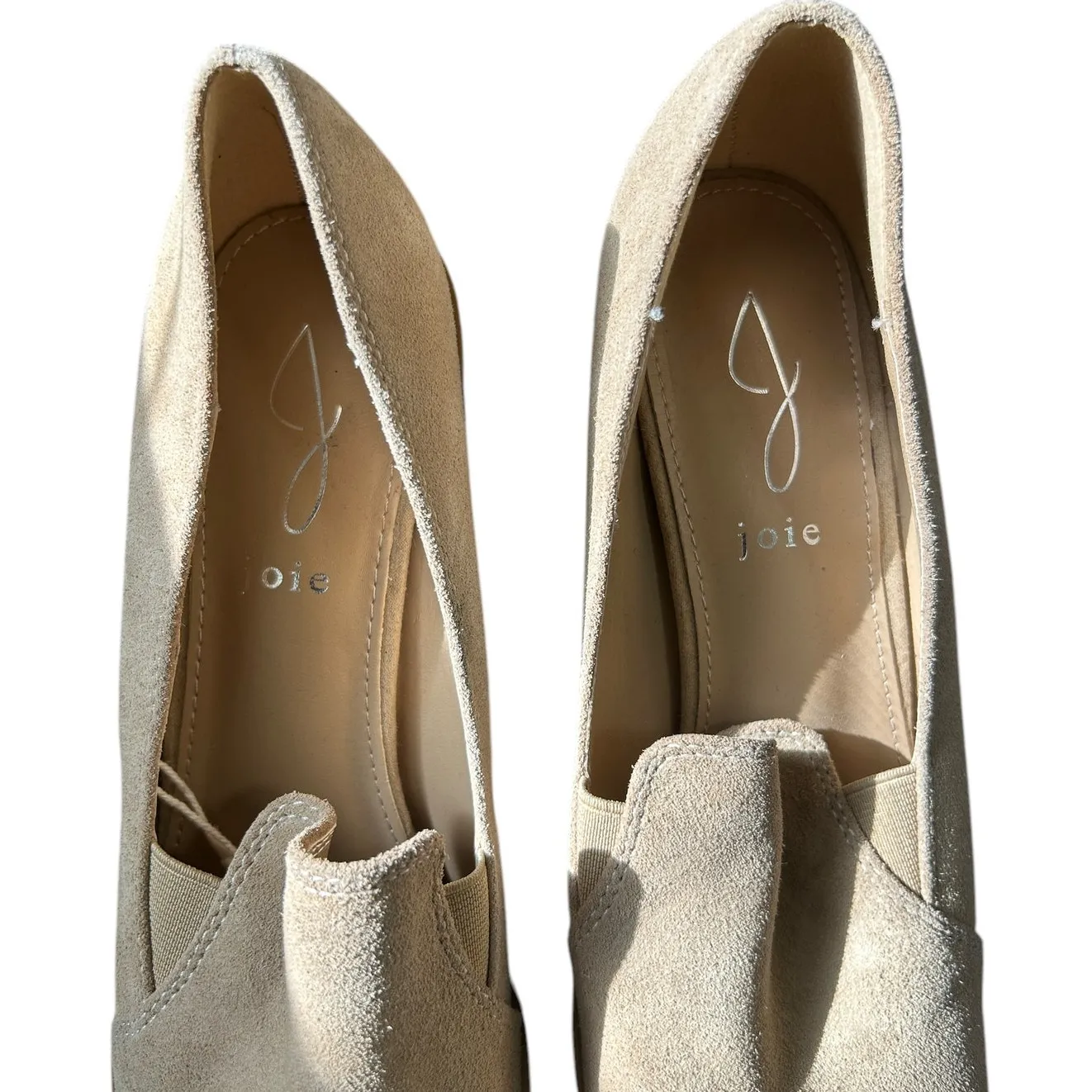 Joie Wevenly Suede Block Heel Loafers Tan Minimalist‎ Square Toe Slip-On Shoes - Image 5
