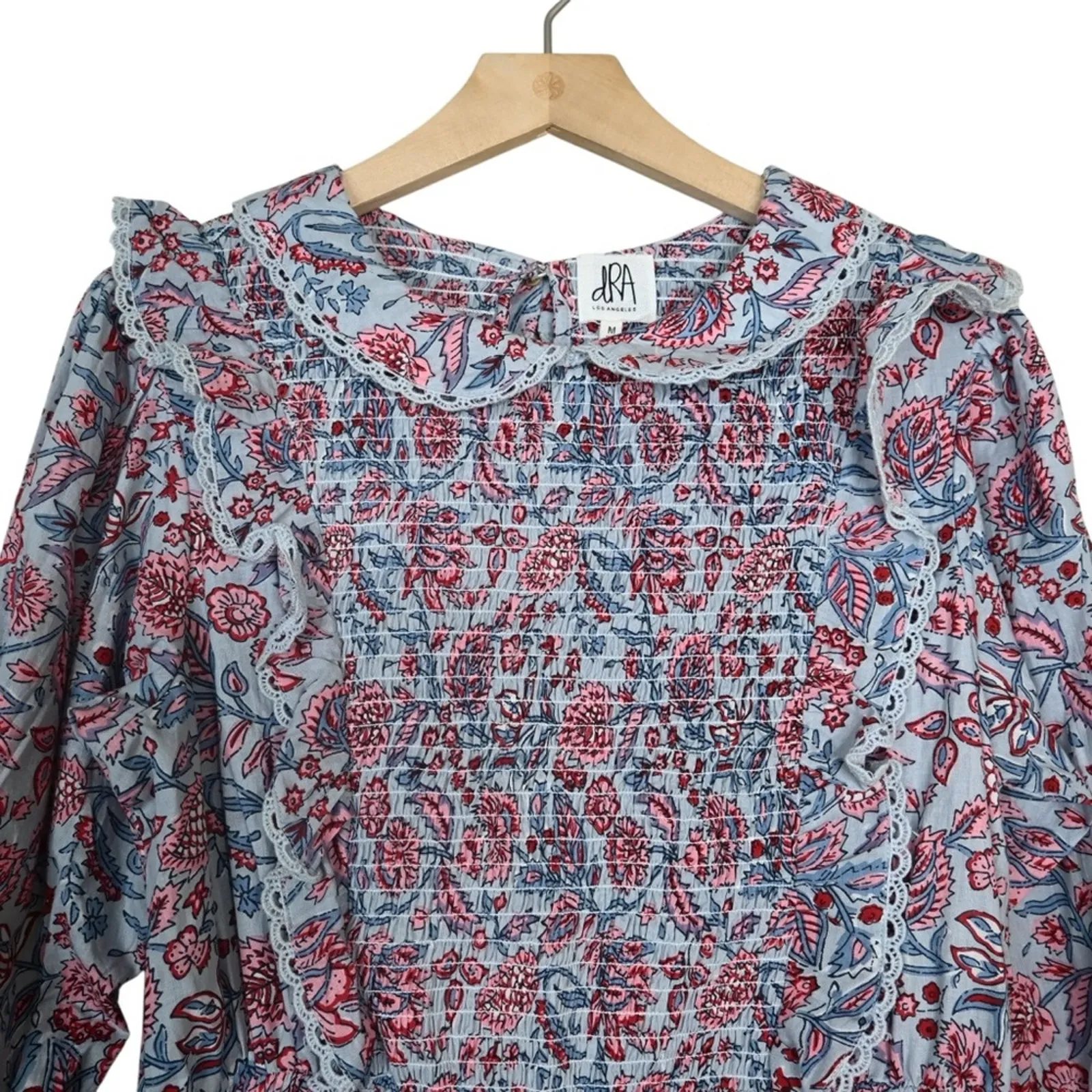 dra Womens M Nomi Puff Sleeve Smocked Dress NEW Blue Size M - Image 4