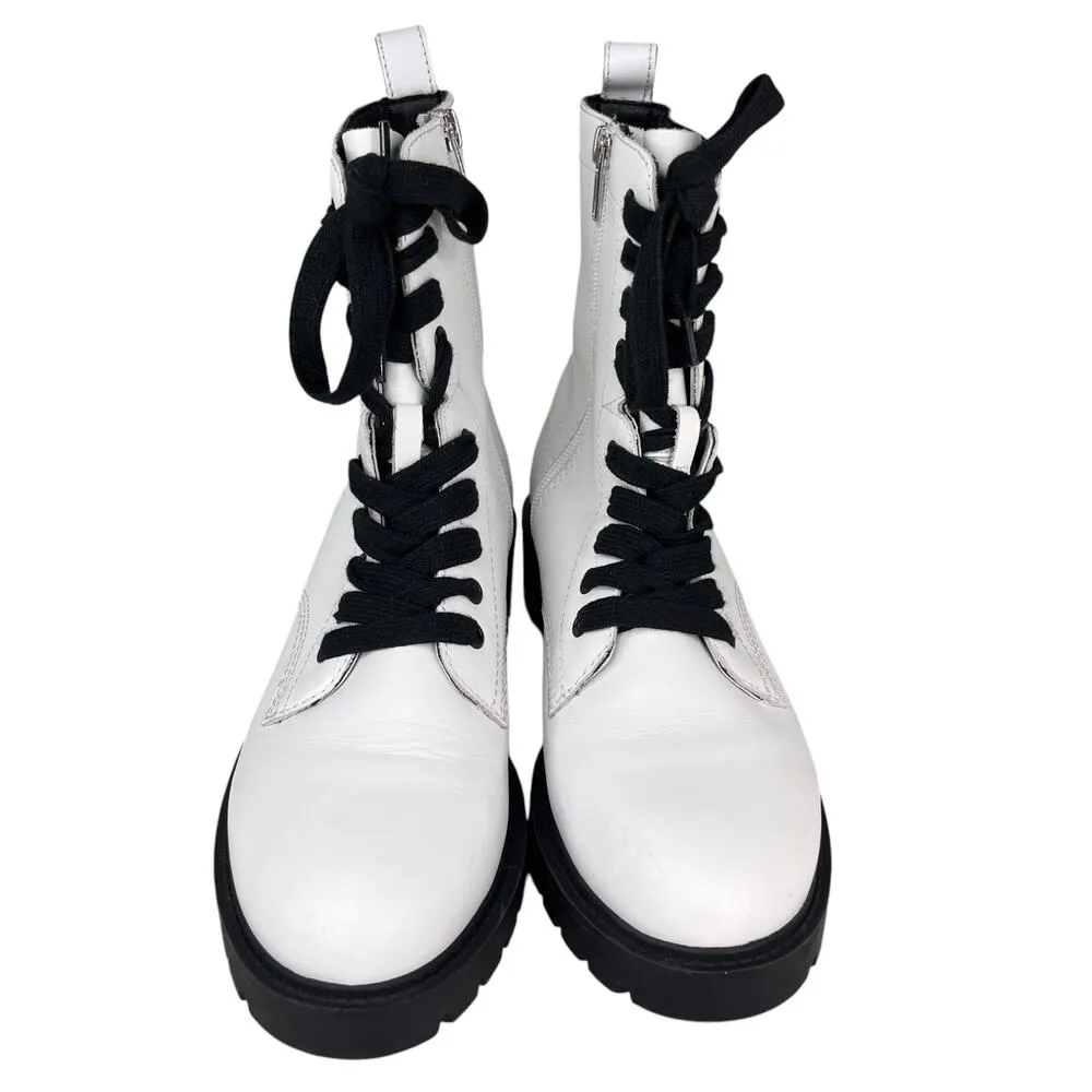 Steve Madden Checker Combat Boots White 9 - Image 5