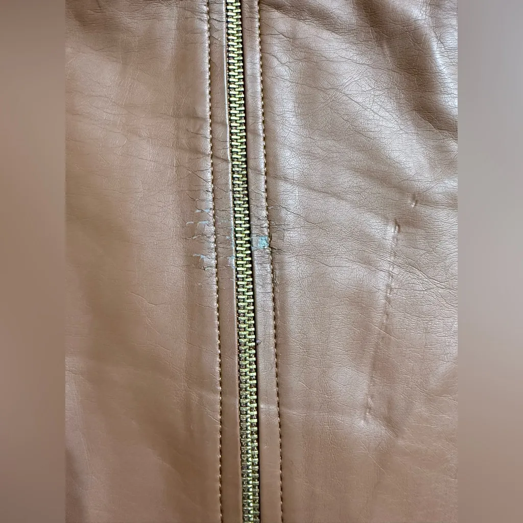 Dennis Basso Brown faux Leather Jacket - Image 6