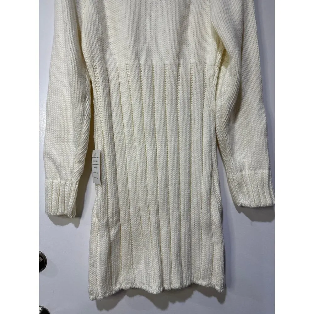 For Love & Lemons Jules Sweater Dress Cream Plus Size 1X NWT Ribbed Knit Fitted - Image 13