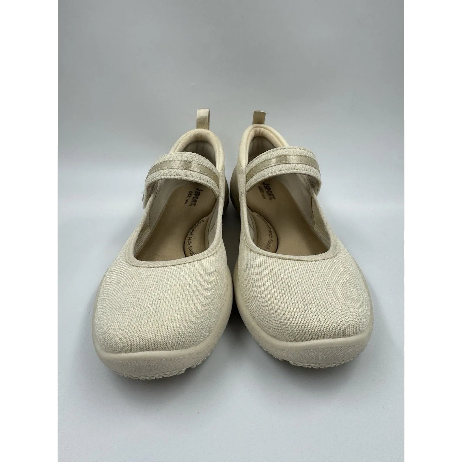 Jsport Womens Shoes Beige Mary Jane Memory Foam Contoured Arch Lightweight 7 - Image 2