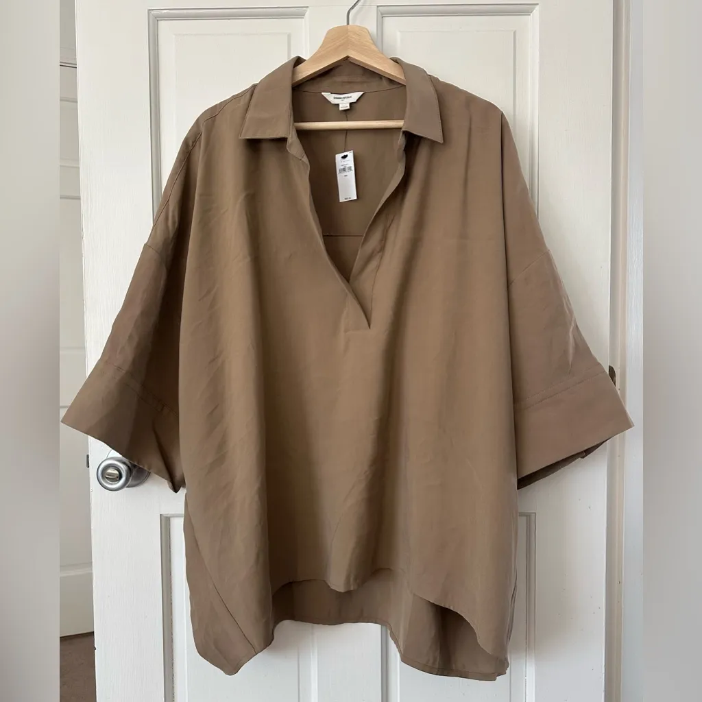 NEW! Banana Republic Drapey Oversized Top in Airforce Khaki Tan Plus Size XXL - Image 3