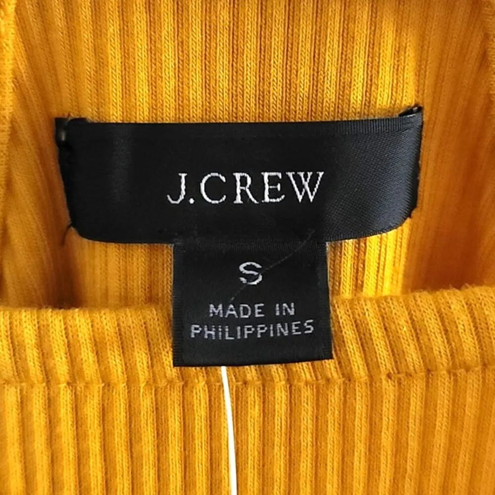 J Crew Vintage Rib Cropped Halter Tank Bronzed Ochre / Yellow Small NEW - Image 5