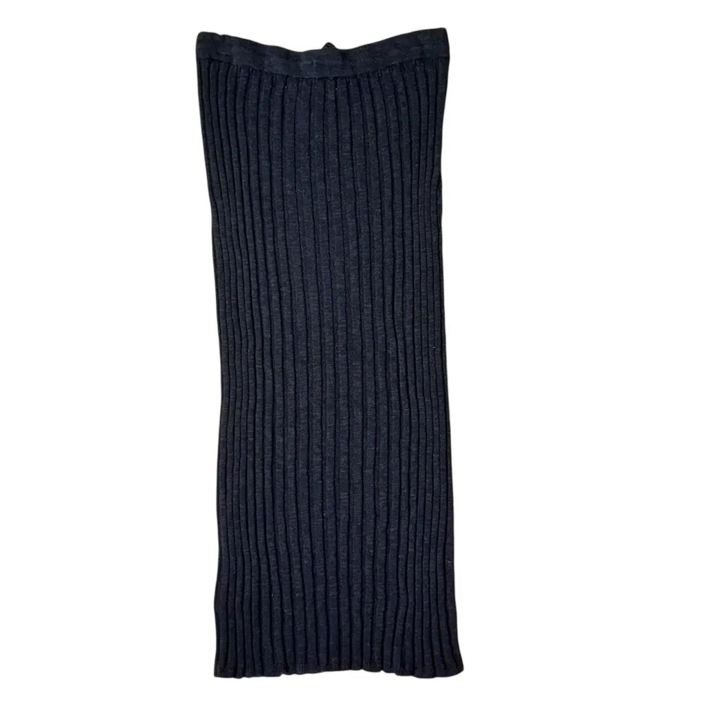 Free People FP Beach Ribbed Midi Sweater Skirt Cotton Linen Black Veda Small - Image 3