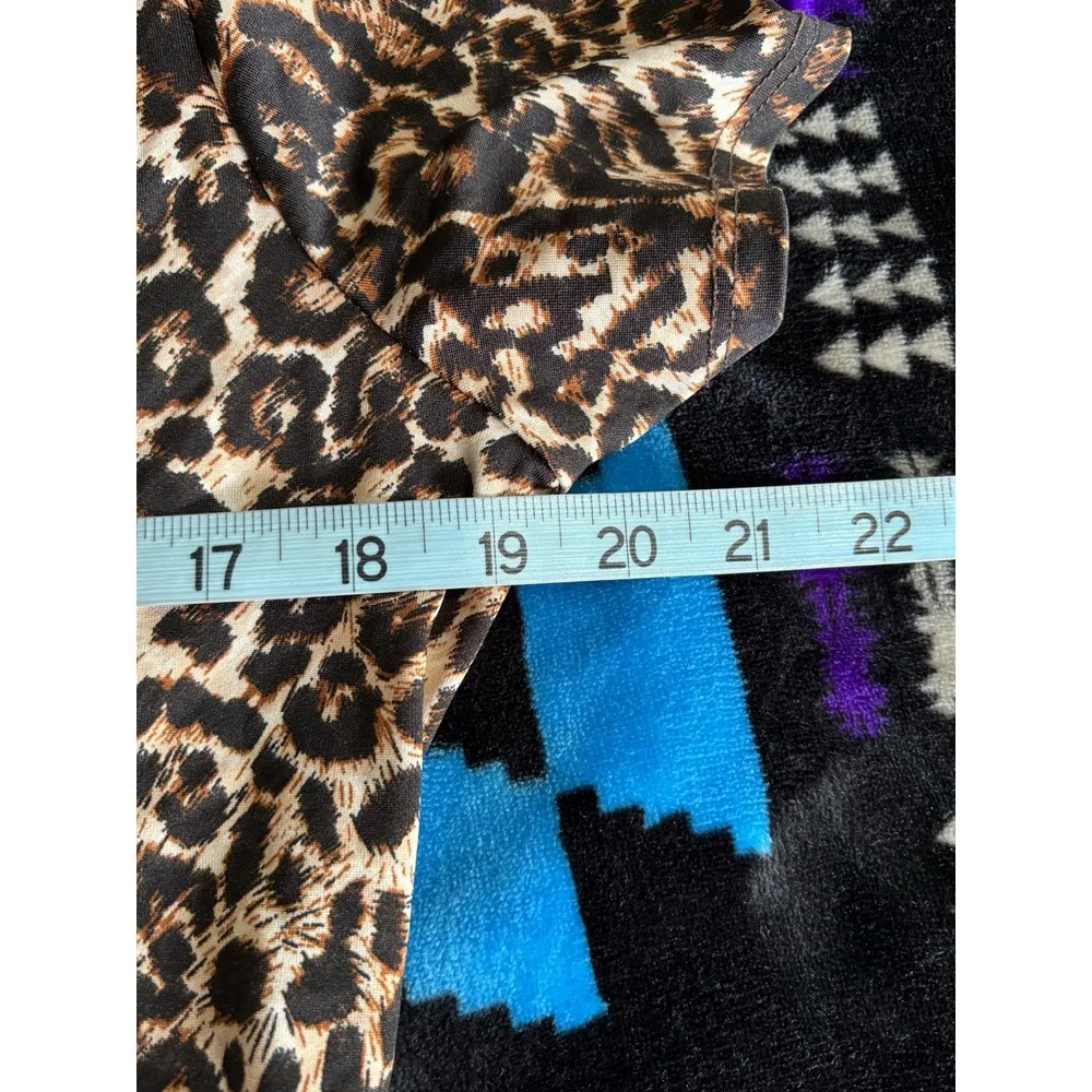 Notations Petite Cheetah Print Brown/Tan Short Sleeve Blouse Size PM‎ Gathered - Image 6