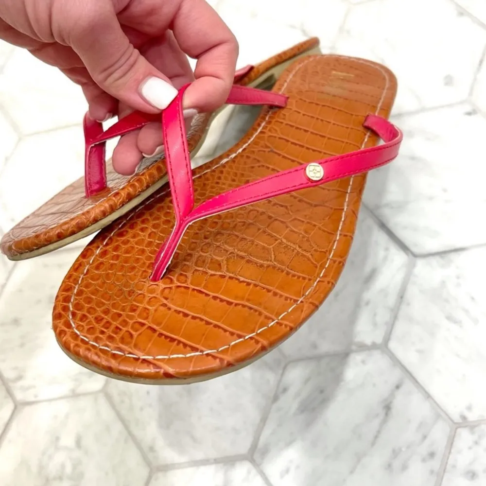IMAN Pink and Tan Flip Flop Sandals Size 8.5 Casual - Image 6
