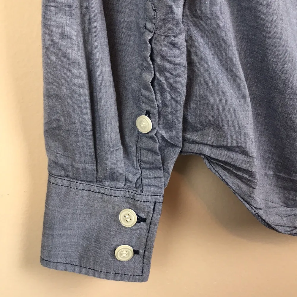 J. Crew Women’s Blue Chambray Button-Up Long Sleeve Shirt - Image 4