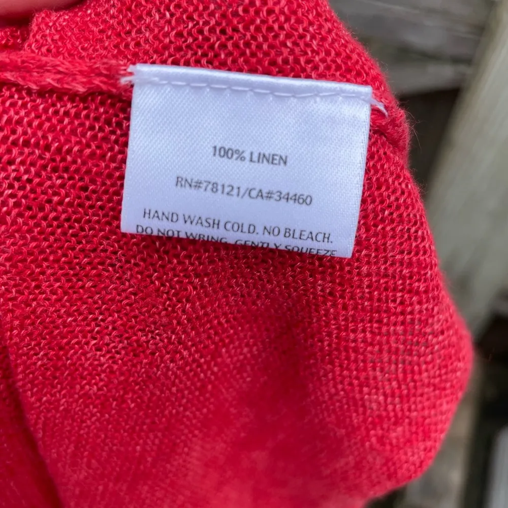 EILEEN FISHER RED LINEN DUSTER CARDIGAN - Image 4