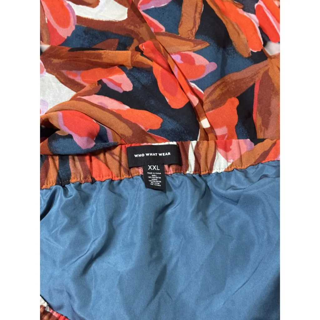 Who What Wear Womens Skirt XXL Multicolor Floral Elastic Waist A Line Polyester - Image 5