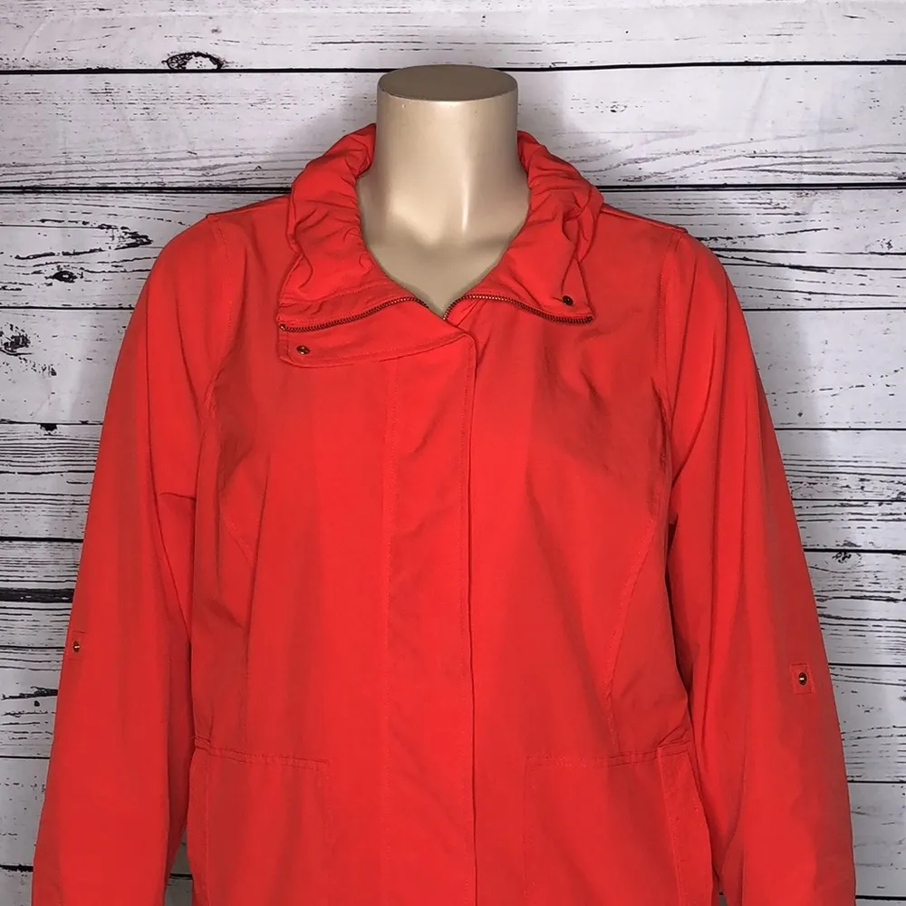 Laura Ashley Size 2X Pink Ruffle Collar Roll-Tab Sleeve Zip Front Jacket - Image 3