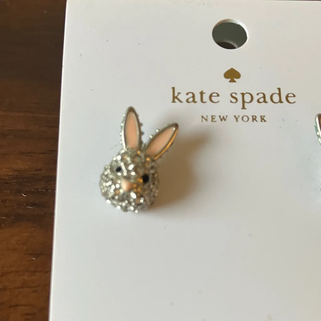 Kate Spade: Silver Tone Sparkling Silver Bunny Earrings - Image 9