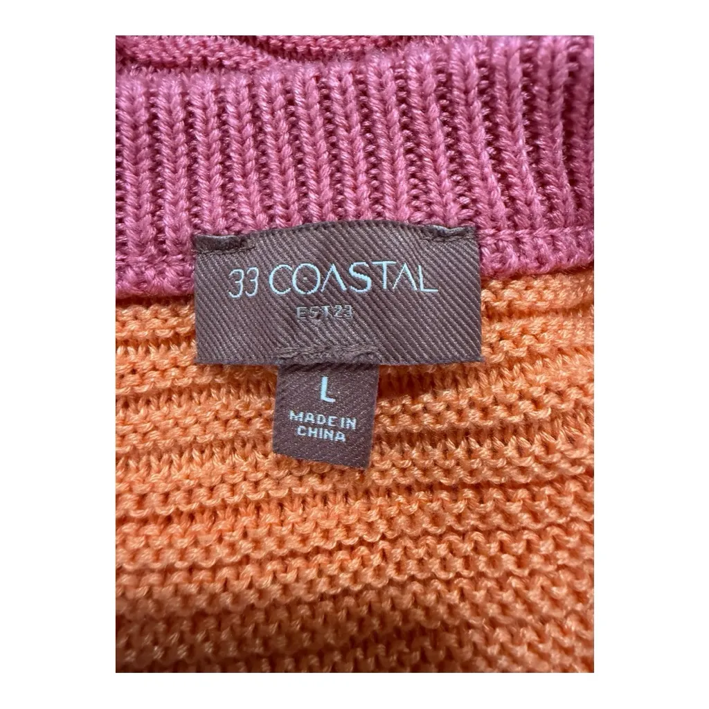 33 COASTAL Checkered Dolman Cropped Knit Sweater Short Sleeve Women’s Size L Pink Size L - Image 8