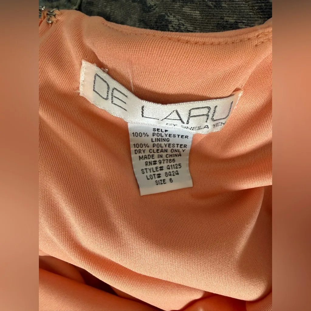 Vintage De Laru by Sheila Yen Peach Beaded Dress, Size 6 Pink - Image 9