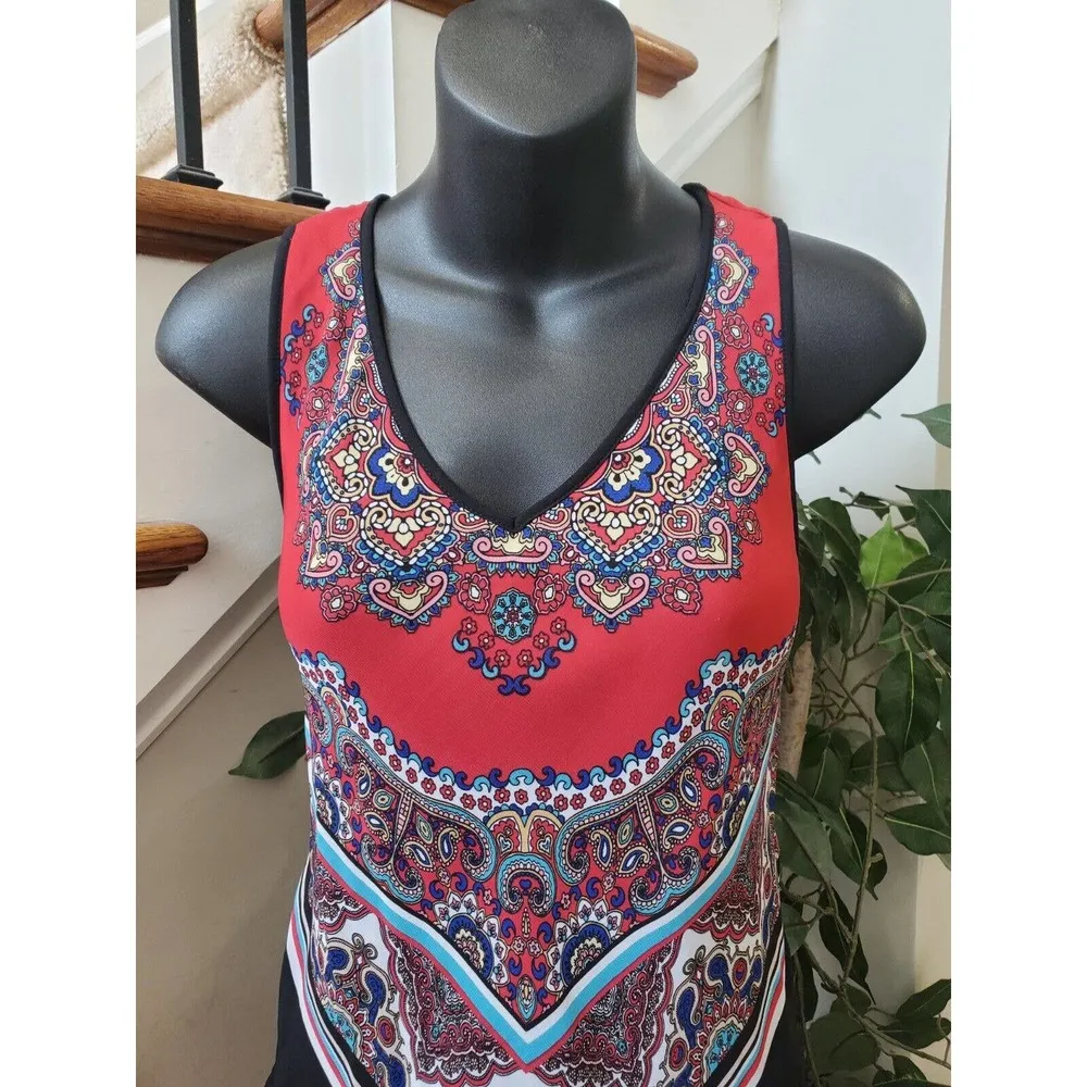 Iz Byer Womens Multicolor Polyester V Neck Sleeveless Top Blouse Size Medium - Image 3
