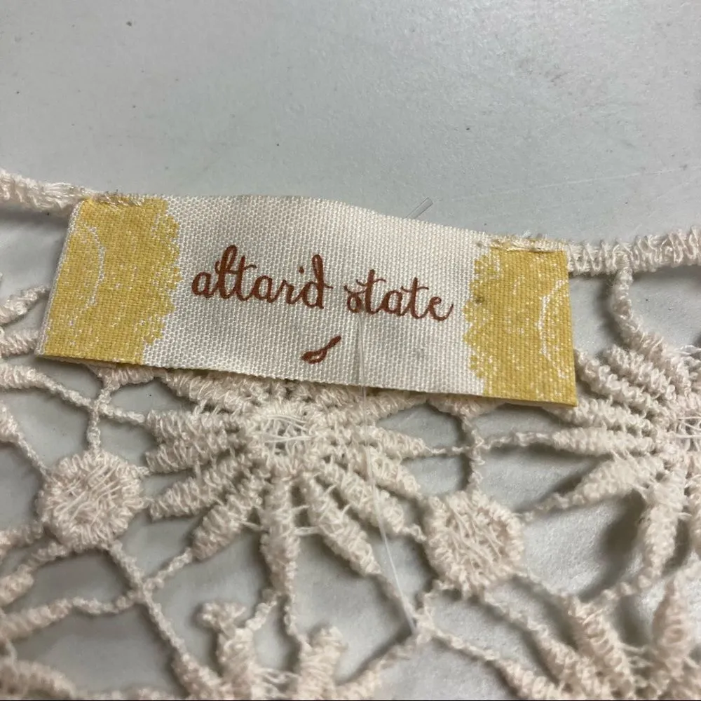  ALTAR’D STATE,Women’s Ivory,Crochet Lace,Long Sleeve,Small Top, asymmetrical hem - Image 6