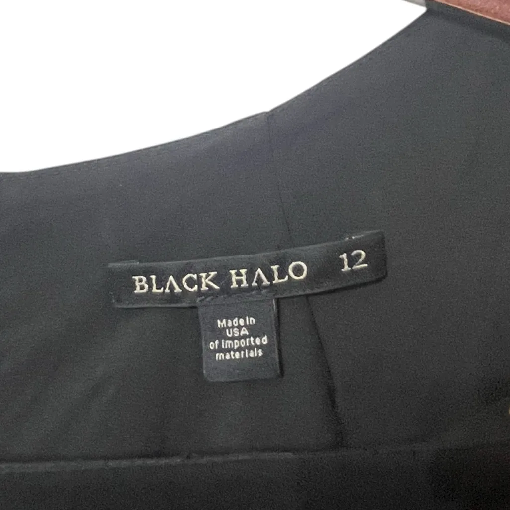 Black Halo Marissa Sheath Dress Women’s Size 12 Black Fitted 3/4 Sleeve Elegant - Image 11