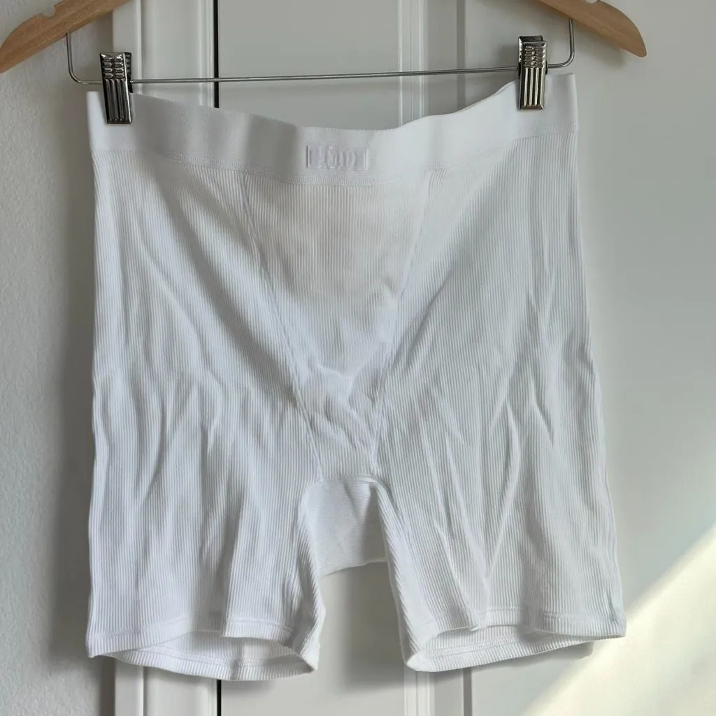 Skims Cotton Rib Boxer in Snow, Size Large - Image 4