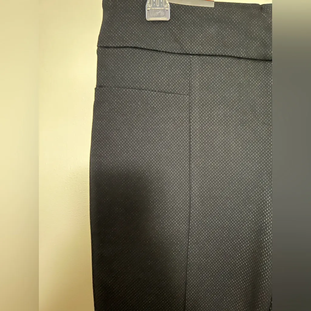 Hilary Radley Slim Leg Black Pants with Subtle Textured Detail, Size M - Image 5