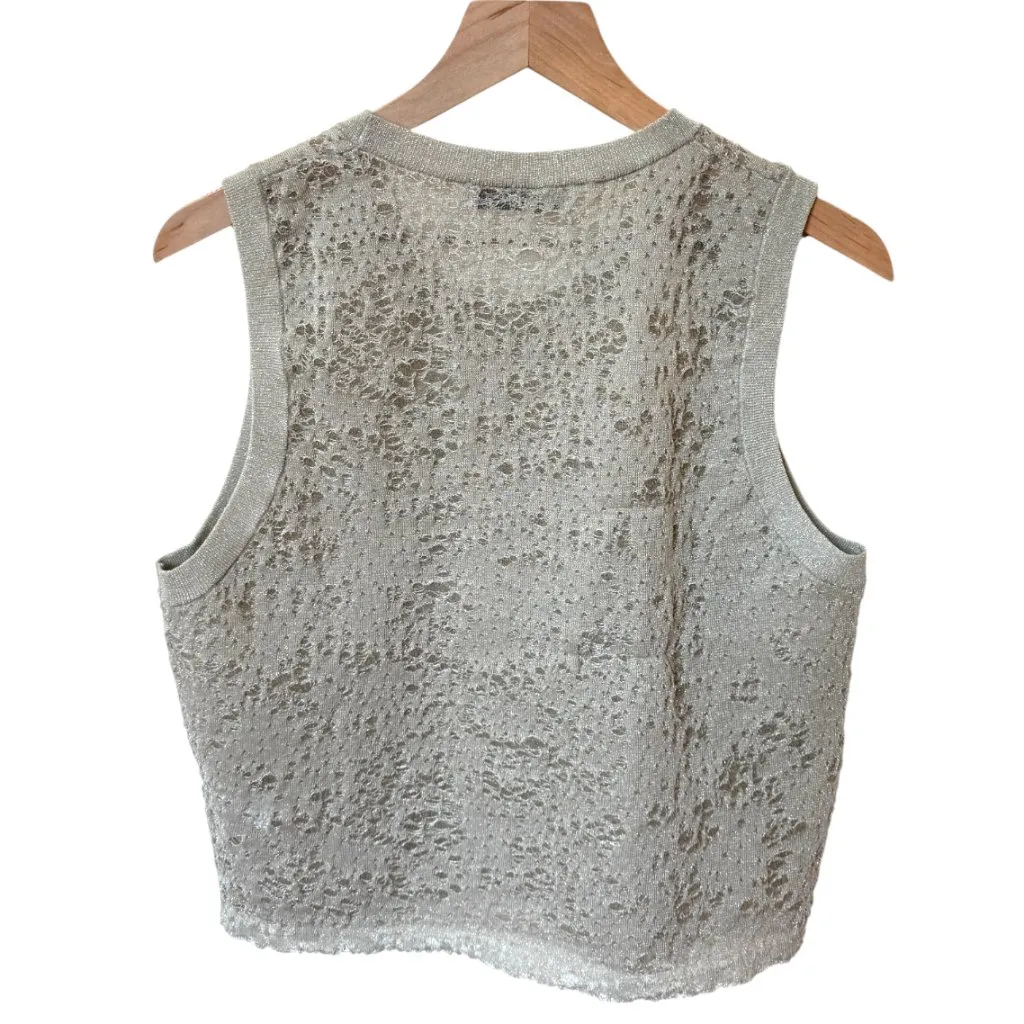 Zara Metallic Jacquard Knit Top Women's Large Retail $60 - Image 3