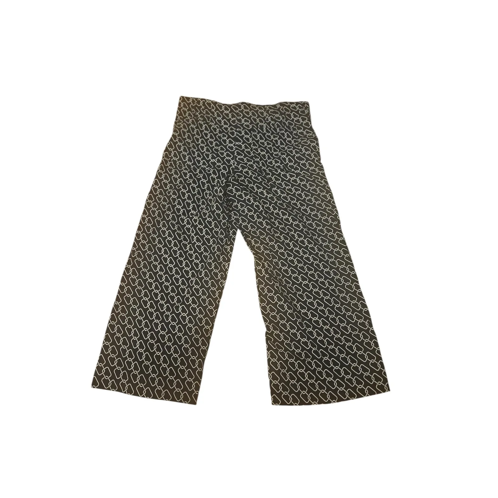 Jules & Leopold Wide Leg Pants Black White Chain Print Size LG - Image 3