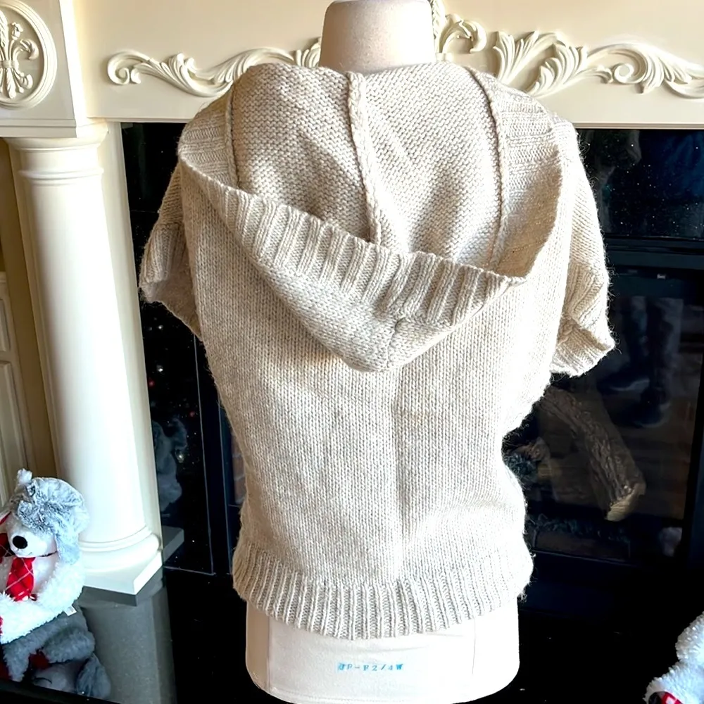 American Eagle Sweater Natural Oatmeal Oversized Cable knit Hoodie Womens XS S - Image 9