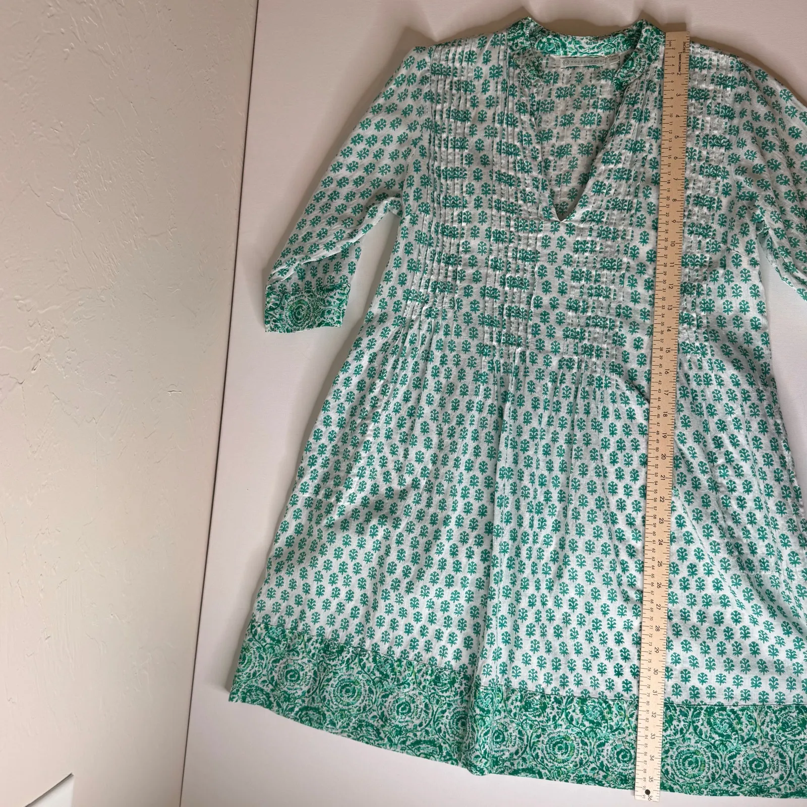 House of Pom Womens Floral Mini‎ Dress in Green Sz XS Sheer Lightweight Boho - Image 12