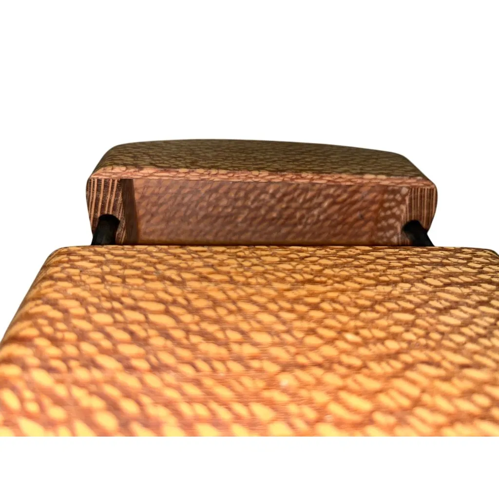 Handmade Wooden Purse Small Box Bag Rubber Handle Artisan Unique Used Brown - Image 13