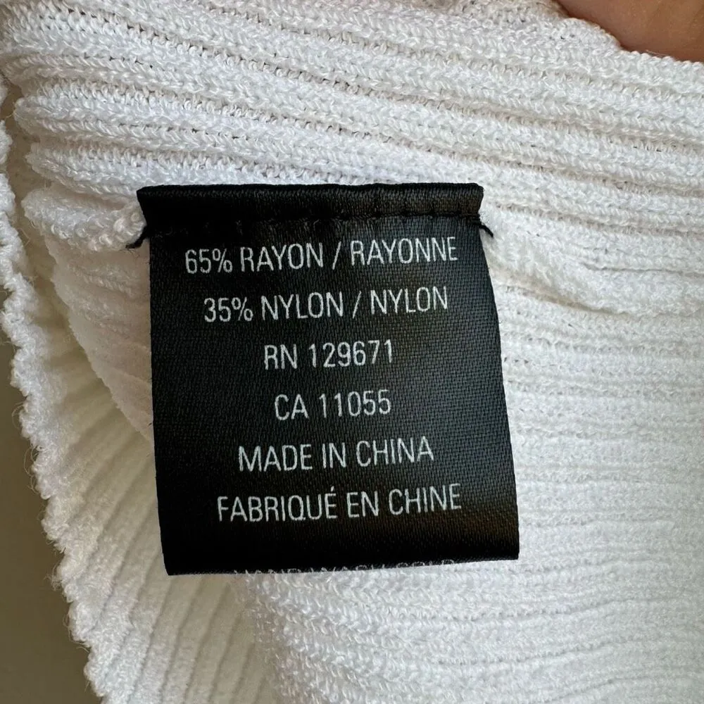 Skull Cashmere  White Sleeveless Mock Neck Ribbed Top Size Medium Lightweight - Image 5